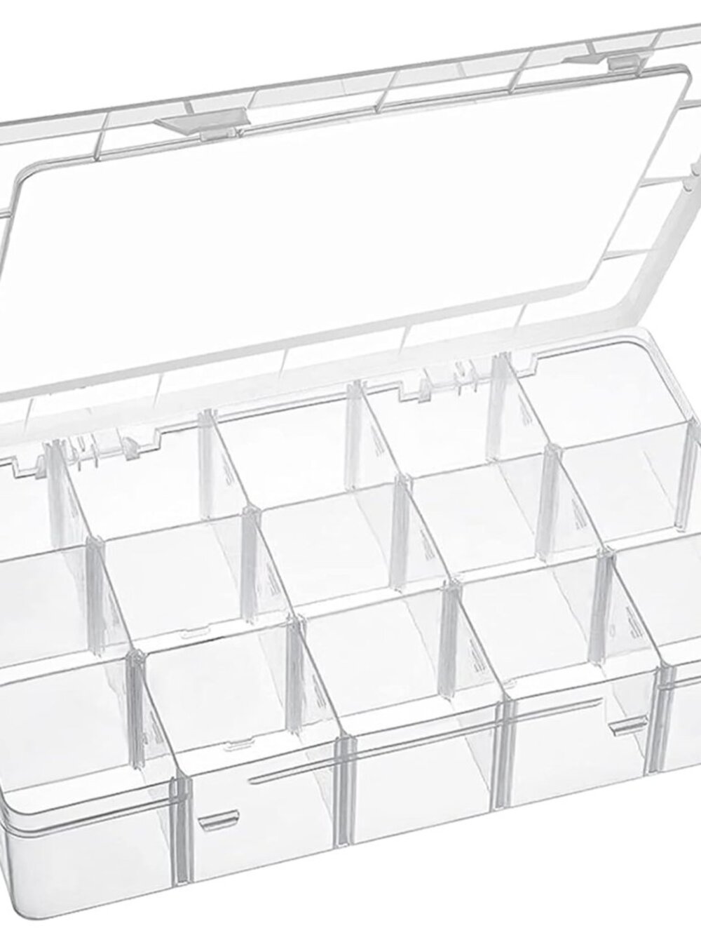 15 Large Grids Plastic Organizer Box with Dividers, Clear Compartment Container